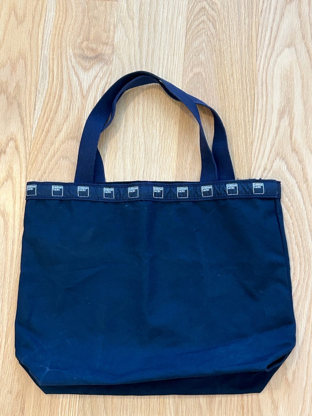 Rare Goldman Sachs Thick Canvas Tote Bag Open Top Shoulder Bag Navy Blue